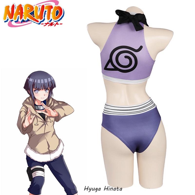 Hyuga Hinata Inspired Naruto Swimsuit Cosplay Costume With Purple Polyester Fabric