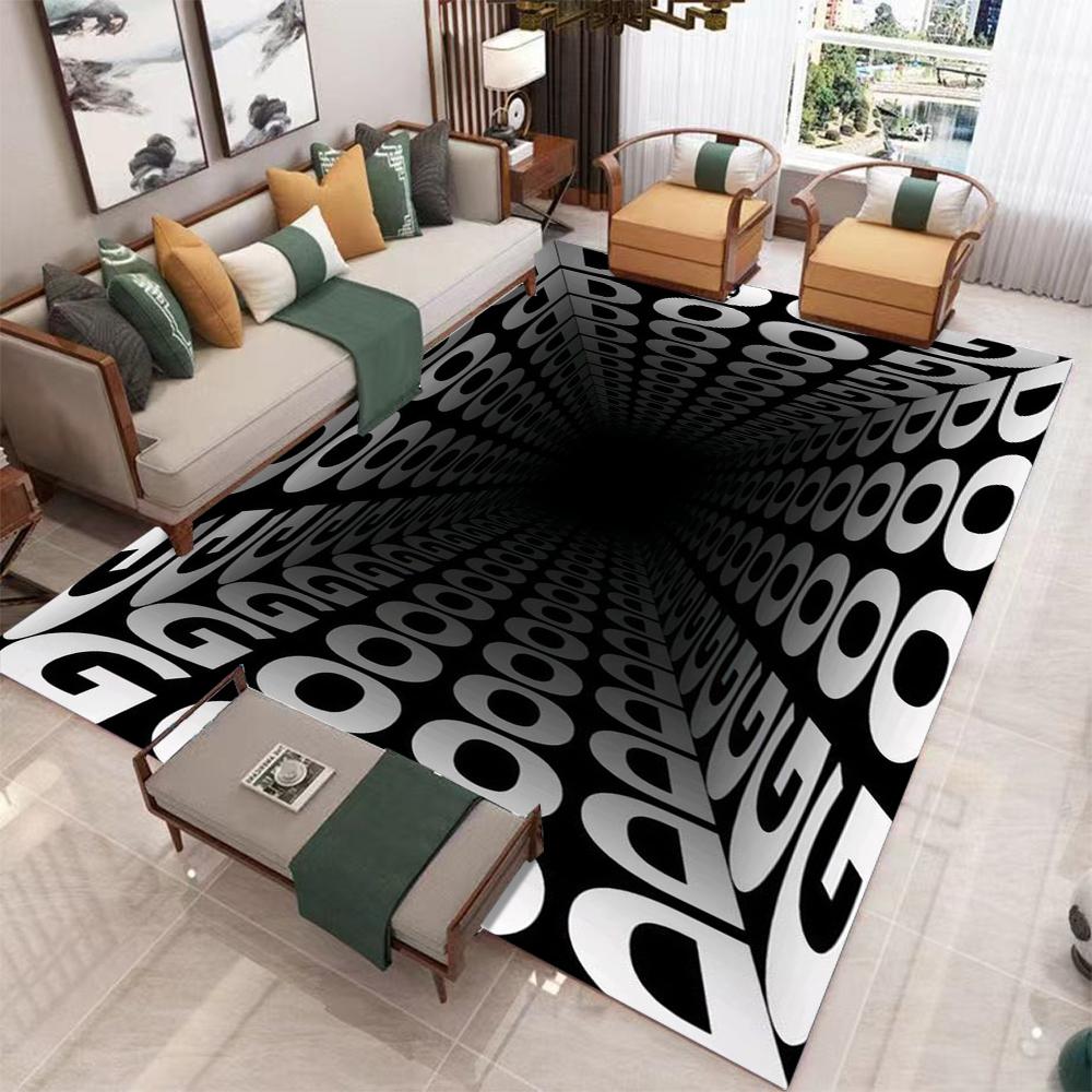 

3D Optical Illusion Tunnel Area Rug Modern Art Geometry Hole Home Decor Carpet Soft Non-slip Floor Mat for Living Room Bedroom 40X60cm