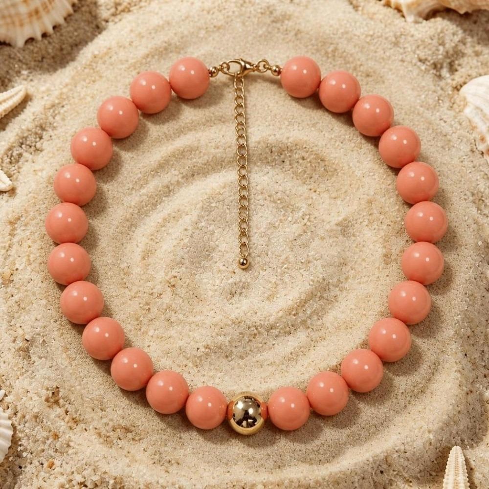 Round Bead Necklace 16MM Beads Bohemian Necklace Trendy Bead Choker for Women