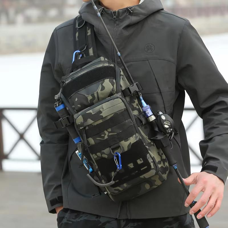Men's Fishing Chest Bag Tactical Backpack Sports Shoulder Outdoor Fanny Pack Hiking Climbing Cycling Sling Bags Camping Bag