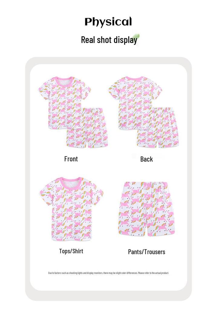 Girls' European Unicorn Short-Sleeve Two-Piece Summer Homewear Set