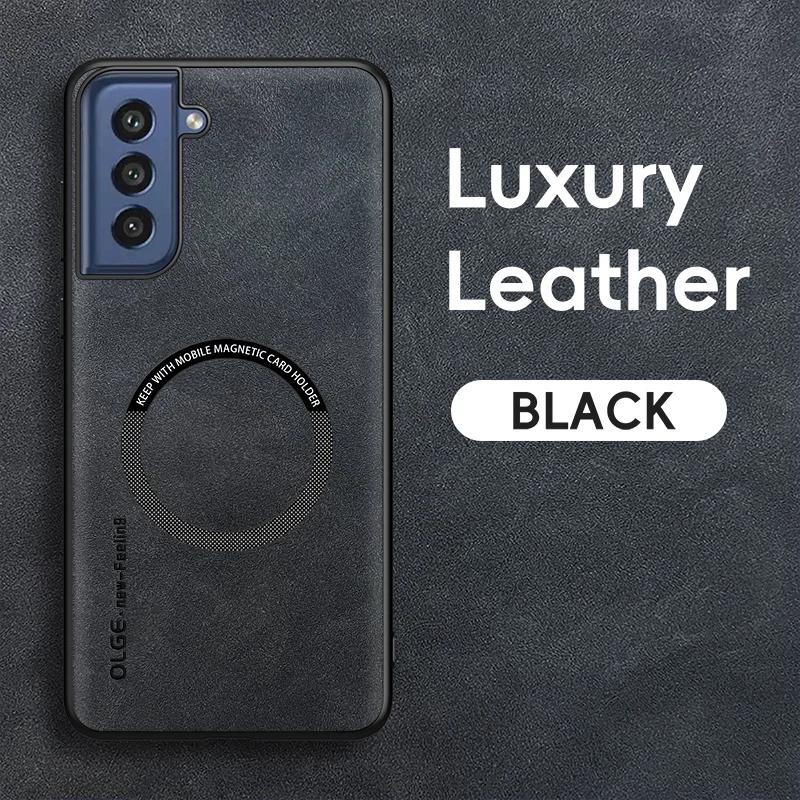 Magnetic Retro Leather Soft Case For Samsung Galaxy S21 FE S21FE Wireless Charging Phone Case Cover