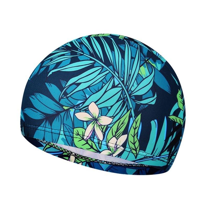 1PC Fashion Swimming Cap Men/Women Flowers Printed Long Hair Sports Swim Pool Bathing Hat Elastic Nylon Turban Sports Accessory