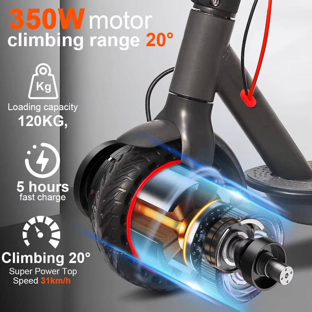 Magazzino Locale USA AOVOPRO Monopattino Elettrico 350W Ruota da 8,5 Pollici Gomma Solida IP65 Impermeabile E-scooter per Adulti Pronto per la Spedizione