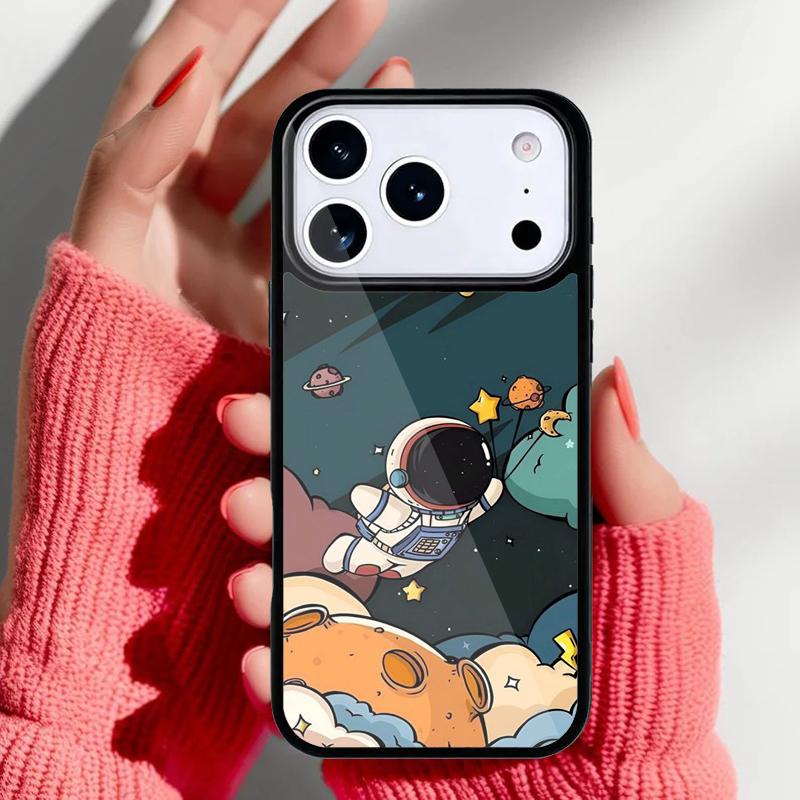 Space Cartoon Cute Doodle Phone Case for iPhone 17 Air 16e 15 14 13 Pro Max Back Cover for 12 11 Pro Coque