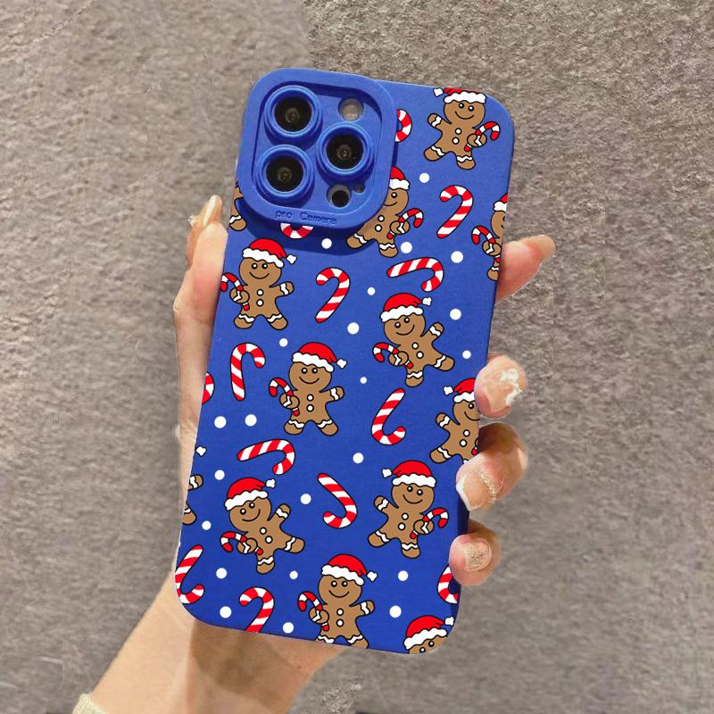 Christmas Gingerbread Man & Candy Cane Pattern Phone Case For iPhone 17 16 11 13 12 14 15 Pro Max XS X XR 7 8 Plus 16E Air Cover