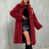 Women's Fashion Plush  Jacket Casual Solid-color Long-sleeved Cardigan Long Coat