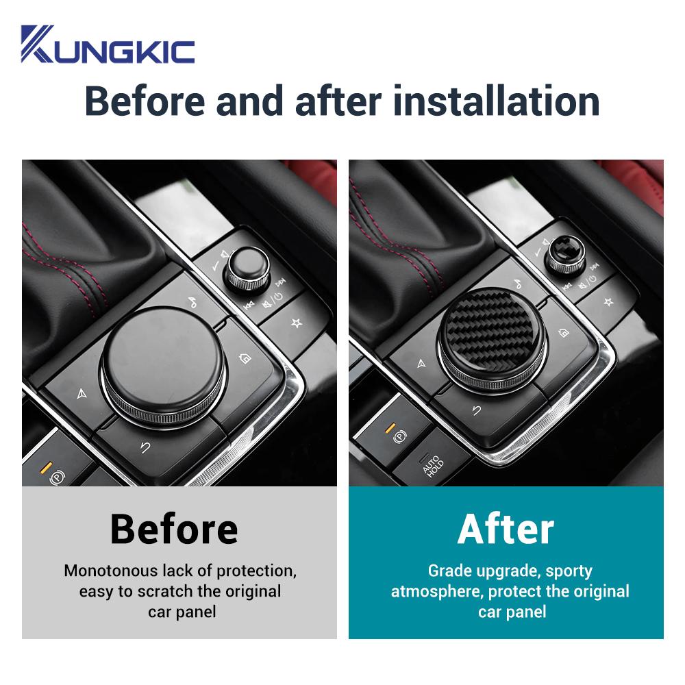 For Mazda 3 Axela 2019-2025/CX-30 2020-2025/CX-50 2022-2025 Real Soft Carbon Fiber Sticker Car Center Control Knob Decor