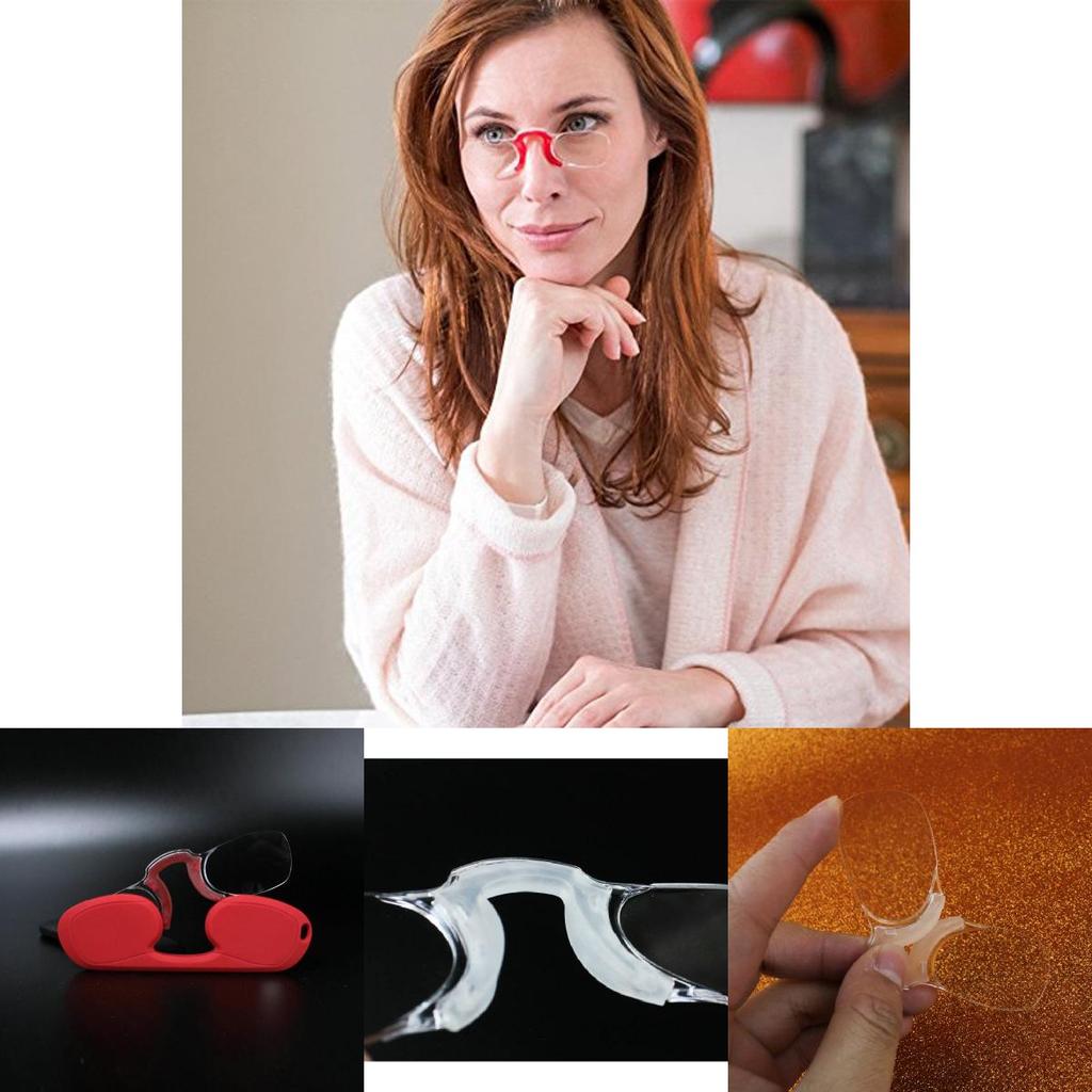 Clip On Nose Reading Glasses Resin Lens Lightweight Rimless Design For Seniors Travelers