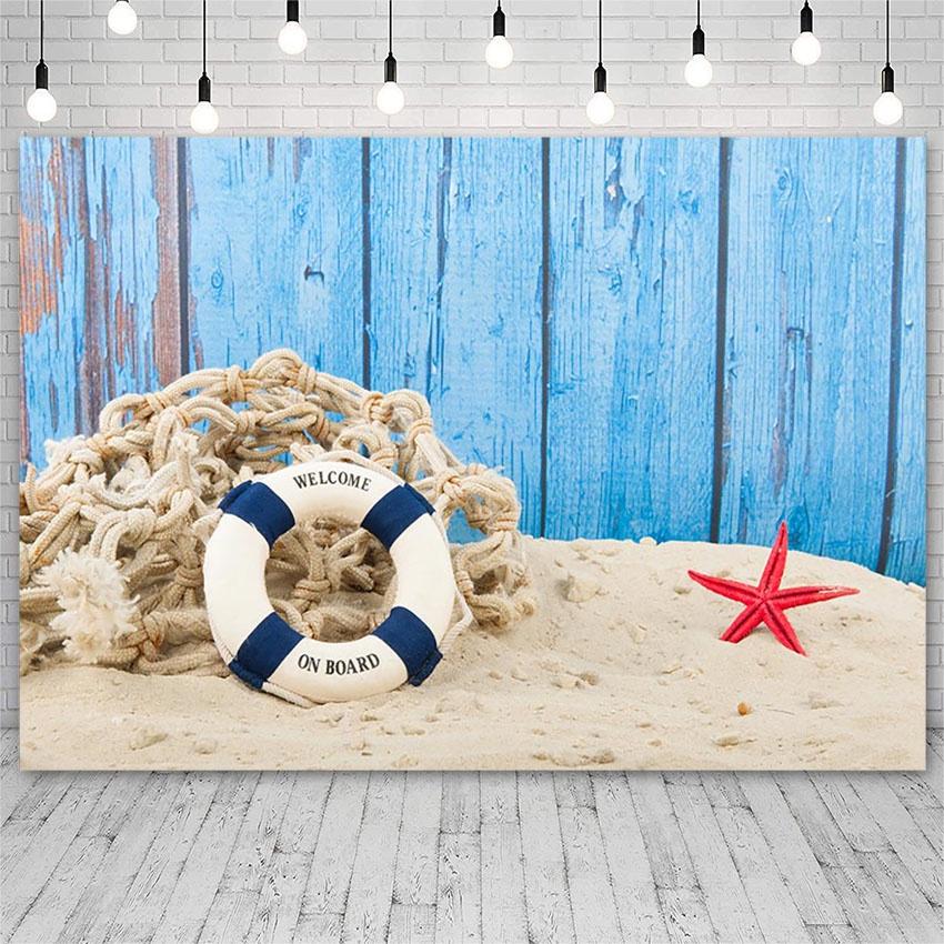 Summer Beach Photography Backdrop Seaside Beach Sand Starfish Shell Baby Birthday Holiday Party Background Photo Studio