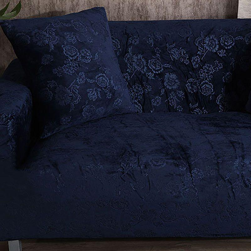 Luxurious Stretch Velvet Sofa Cover Slipcover Soft Embossing Flower Nonslip Wrinkle Resistant