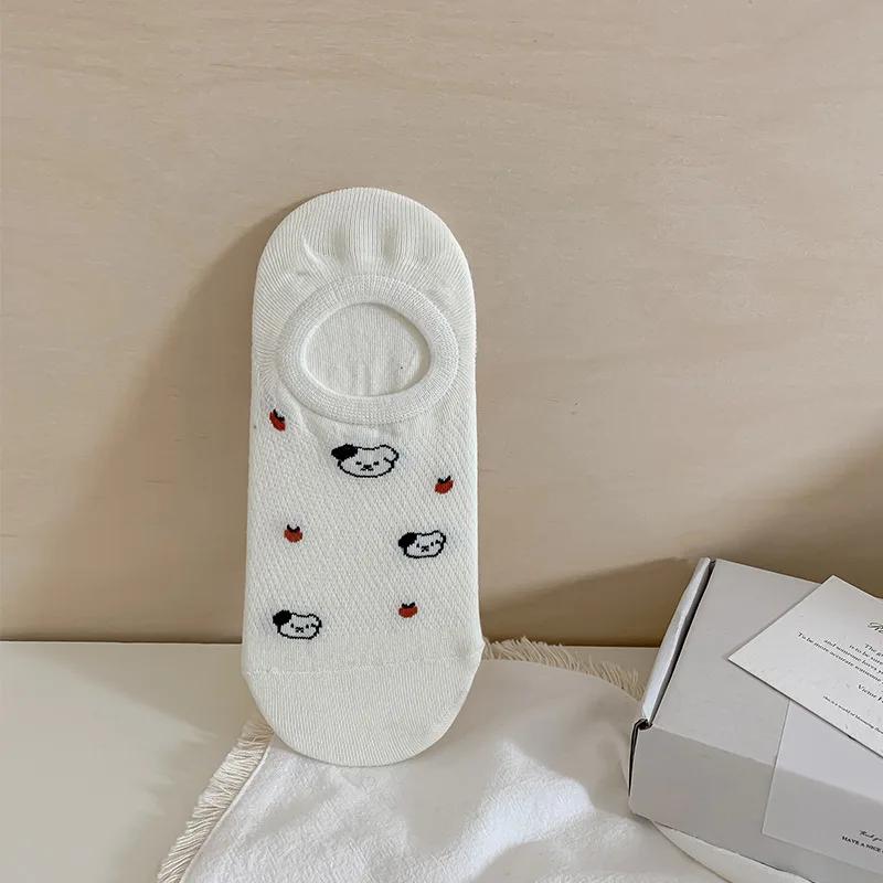 Sock Slippers Women Cotton Thin Breathable Summer Invisible No Show Socks Silicone Non-slip Girls Kawaii Cartoon Low Cut Socks