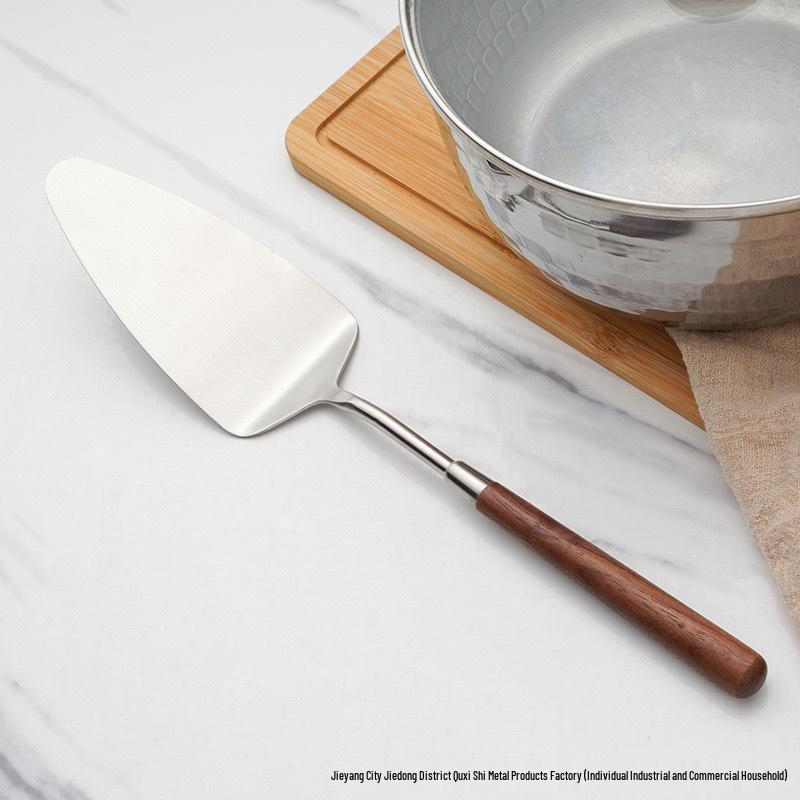304 Stainless Steel Western Cutlery Set with Walnut Handles: Knife, Fork, Spoon, Cake Server, Bread Knife, Soup Spoon, Serving Spoon.