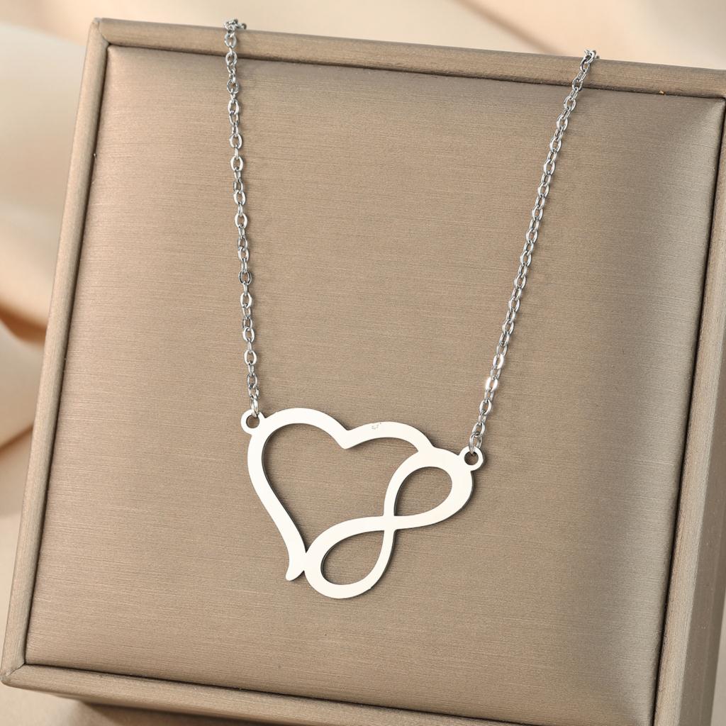 Kinitial Exquisite Fashion Earrings Handmade Heart Infinity Necklace - Minimal Heart Necklace Birthday Gift for Lovers