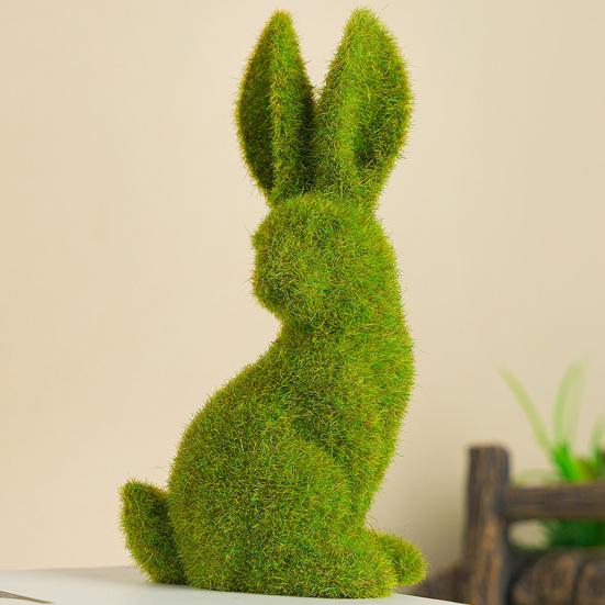 Yousheng 3 Pcs Easter Bunny Figurine Cute Resin/Flocking Rabbit Statue for Spring Farmhouse Tiered Tray Table Mantel Centerpiece