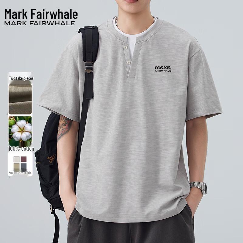 Mark Fairwhale Men s Faux Two-Piece Retro T-Shirt L ледниковый серый