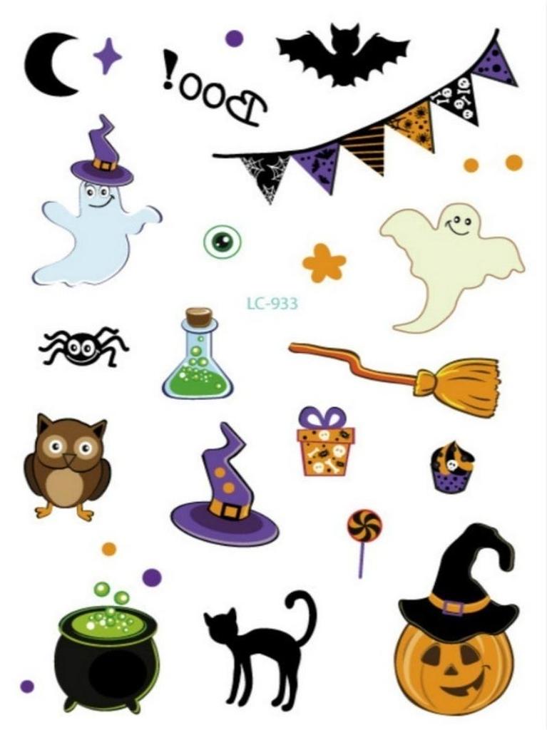 Waterproof Halloween Tattoo Stickers Masquerade Death Spirit Face Stickers Funny Tattoo Temporary Tattoo Stickers