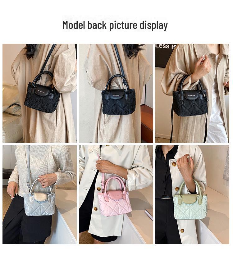 Style Bucket Korean Fashion Womens Bag Diamond Texture Shoulder Messenger Autumn 2025