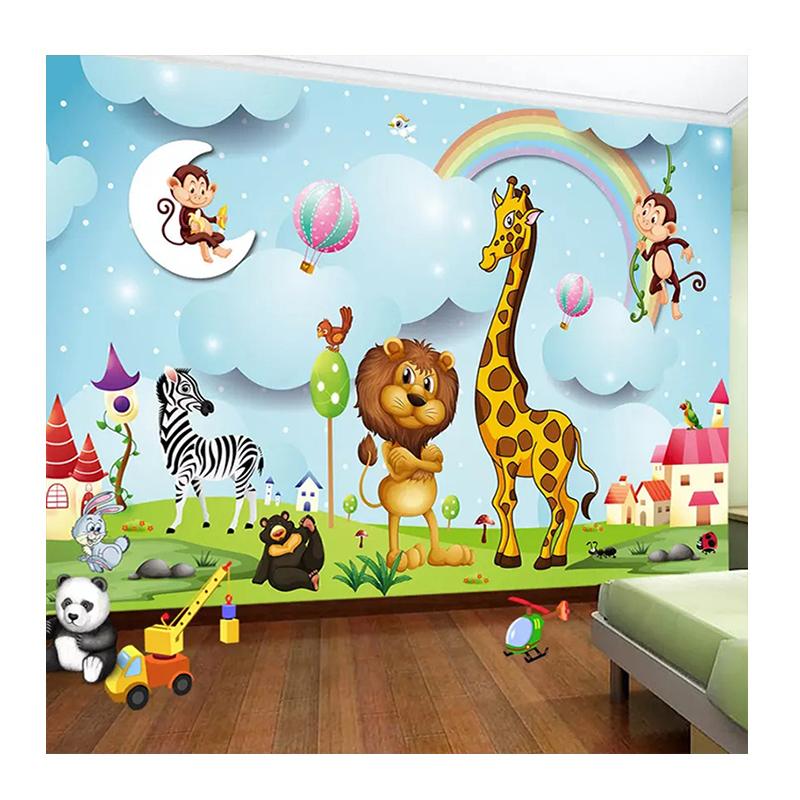 

Wall Murals 3D Cartoon Animal Photo Wallpaper Boys And Girls Children s Bedroom Background Wall Painting Kid s Wall Paper 200 cm(W) x 140 cm(H)