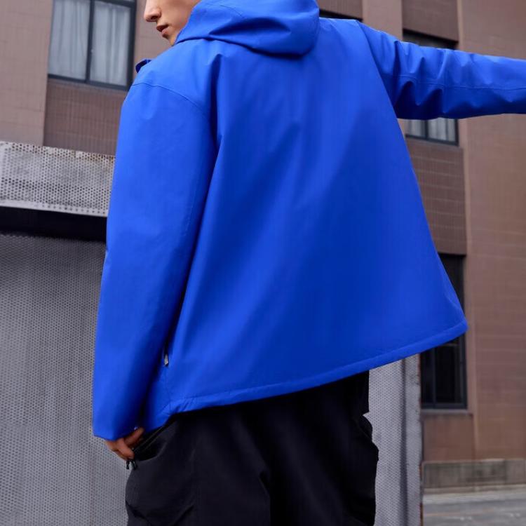 Adidas Travel Outdoor Series Solid Color Minimalist Hooded Warm Windproof Waterproof Jacket Unisex Jacket Cobalt-Blue JM9137