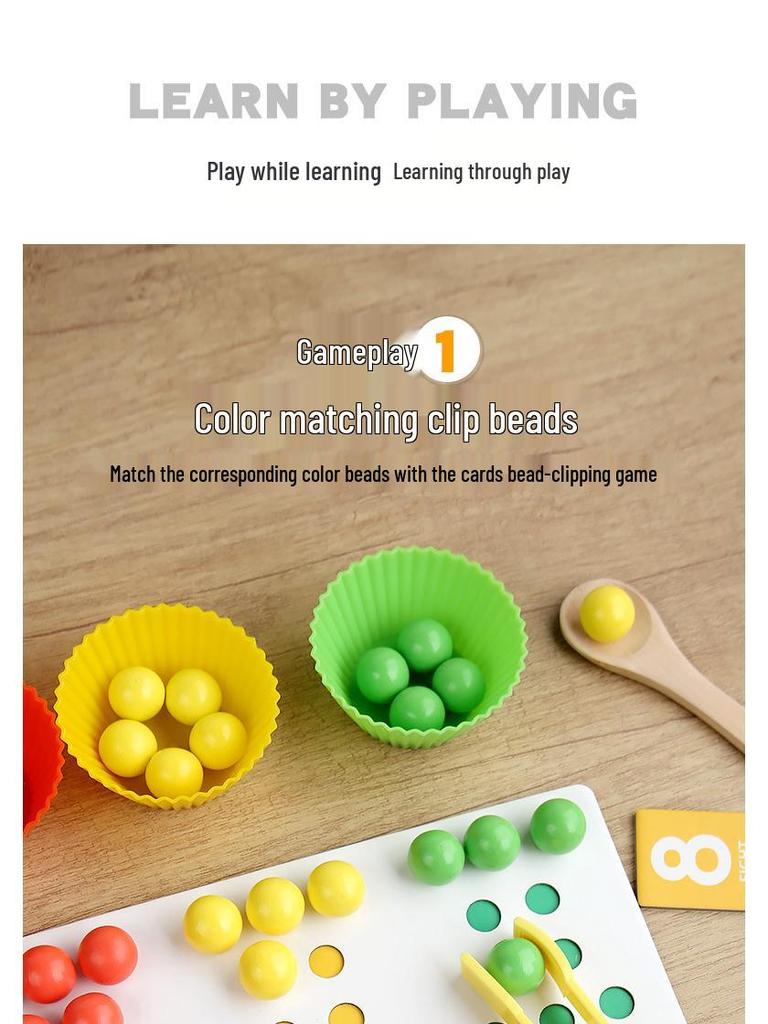Handmade Wooden Math Clip Beads: Educational Number Matching Toy for Children