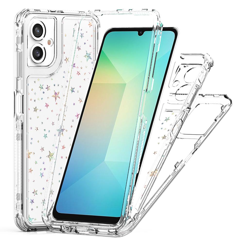 

For Samsung Galaxy A06 4G Case Acrylic TPU Clear Phone Cover with Laser-printed Film Stars