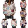 Women's Long Sleeve Patchwork Print Hoodie with for Casual Wear