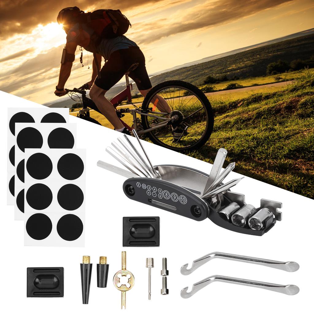 Zestaw do naprawy opon rowerowych Przenośna torba Łyżka do opon 16 w 1 Wielofunkcyjna torba na narzędzia rowerowe