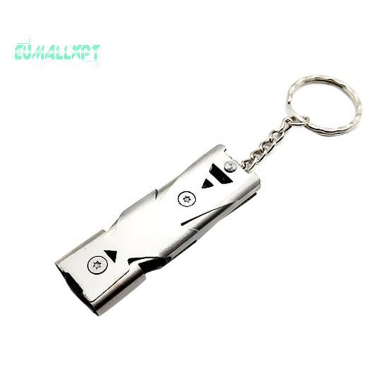 Portable Stainless Steel Dual-Pipe Mini - High Decibels Survival Keychain Whistle