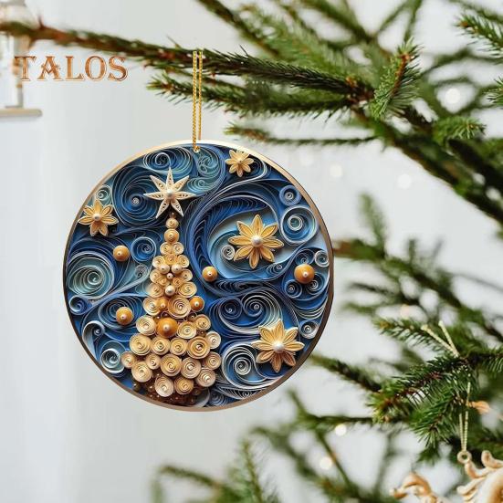 2Pcs Christmas Ornaments Acrylic Flat Xmas Tree Snowman Clock Pendant for Indoor Outdoor Christmas Tree Home Party Decoration