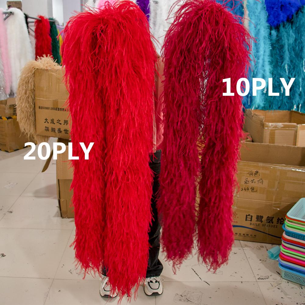 DIY 1 3 6 10 20Ply Natural Ostrich Feathers Boa 2 Meter Fluffy Ostrich feather Shawl for Wedding Party Dress Sewing Decoration Scarf