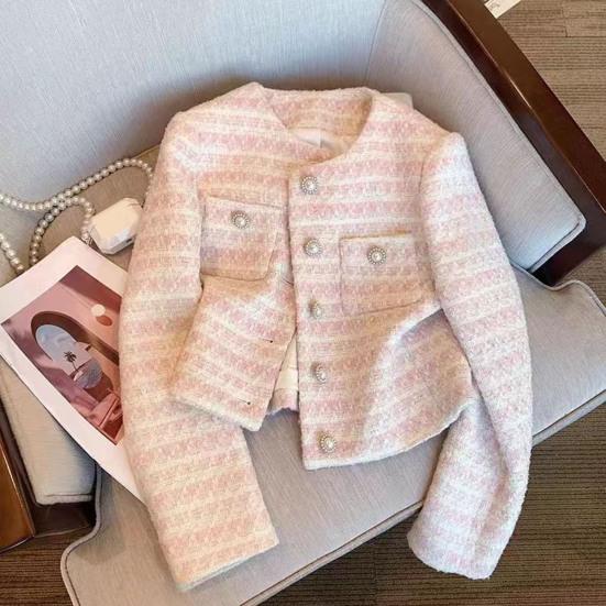 Podzim Jaro Ženy Bunda Retro Knoflíček Decoe Kulatý výstřih Jednořadé náprsní kapsy Dlouhé rukávy Volné Dojíždění Kabát na seznamování