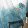 Geometric Abstract Gradient Leaves Teal Voile Sheer Curtains Living Room Window Tulle Curtain Kitchen Bedroom Drapes Home Decor