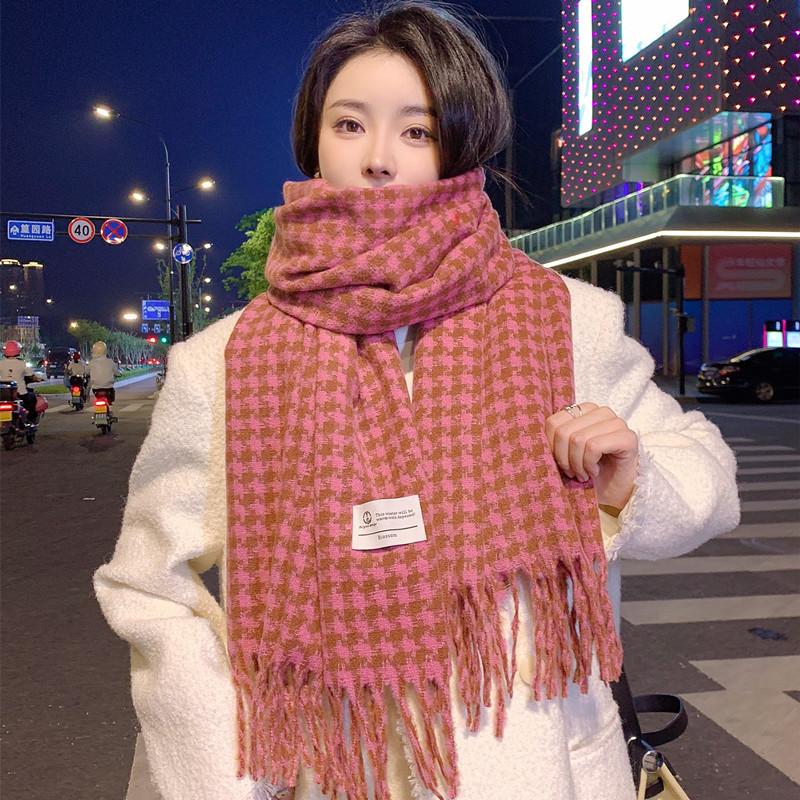 Autumn And Winter Plaid Scarf Thickened Imitation Cashmere Shawl Female Student Couple Warm Scarf