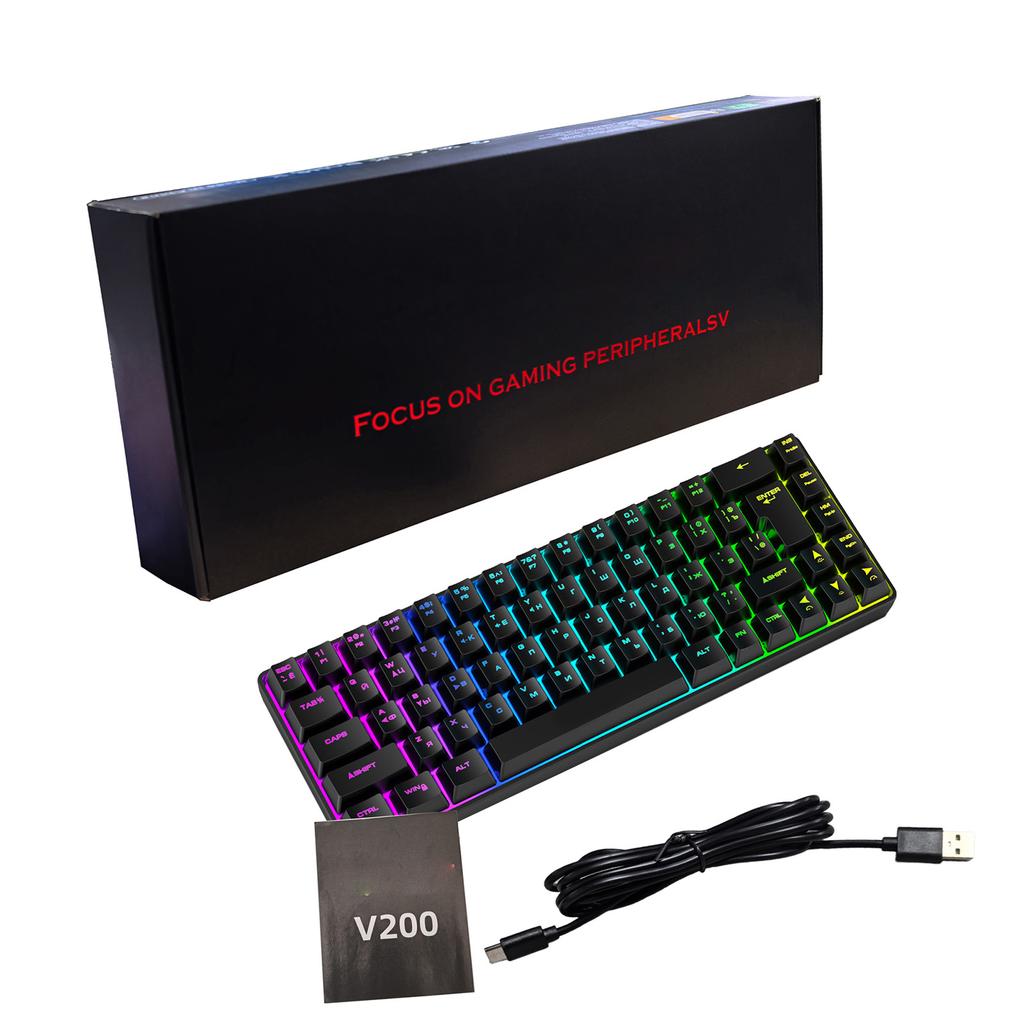 Russian English Dual Language Keyboard 68-Key RGB Backlit Gaming Mechanical Keyboard for Gaming