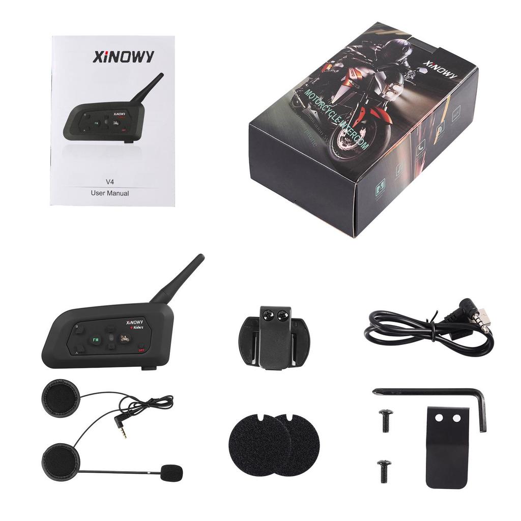 Xinowy V4Pro 4-Person Bluetooth Motorcycle Intercom Helmet Headset