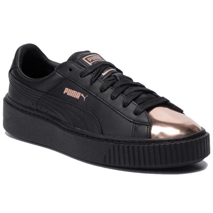 PUMA Basket Platform Metallic PUMA Black Rose Gold Women's 366169-02