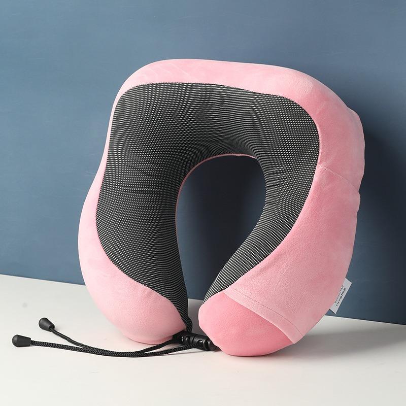 Cotton U Shaped Slow Rebound Travel Neck Pillow with Storage Bag for Airplane Office Nap Portable Support Cozy Companion