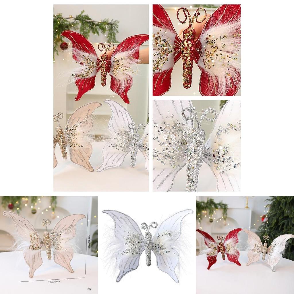 Weihnachtsdeko Schmetterling mit Plüschstoff zur Dekoration der Festtagsszene