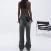 2025 Autumn/Winter Distressed High-Waisted Straight-Leg Women's Wide-Leg Jeans