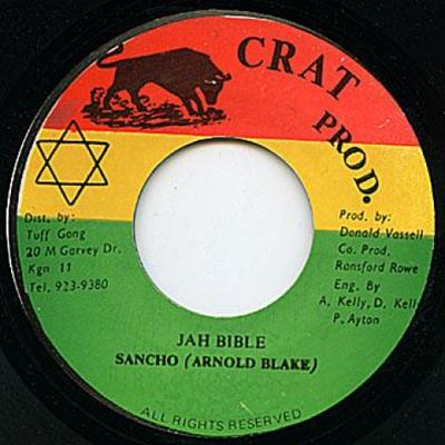 7-Zoll-Schallplatte SANCHO ARNOLD BLAKE Jah Bible Version keine Crat Prod. 198 Jamaika Reggae Ska Dub Gebraucht