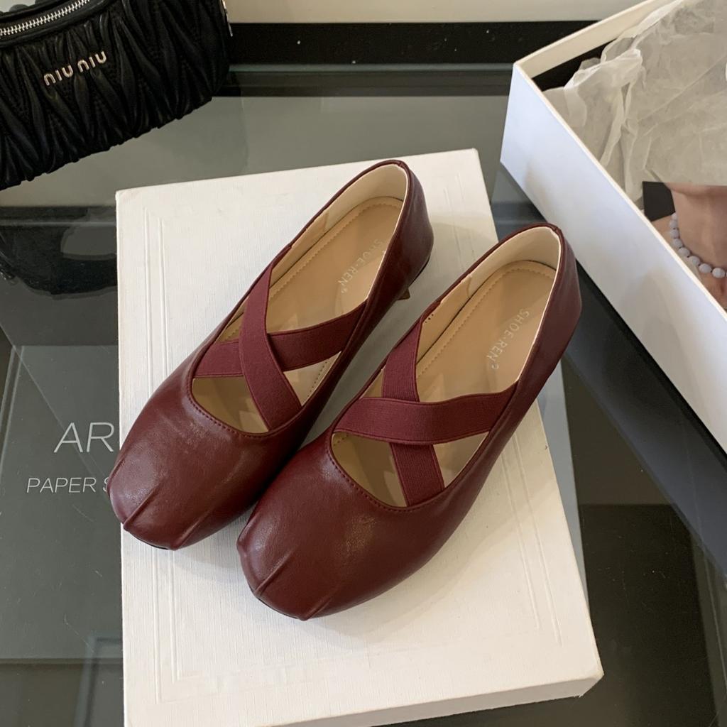 French Retro Cross-strap Mary Jane Shoes Women's Shoes 2025 New Autumn Height-increasing Ballet Shoes