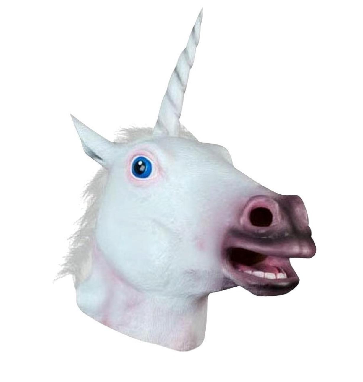 

Реалистичная резиновая маска лошади-единорога для взрослых для вечеринок в животной тематике, косплеев, Хэллоуина - Забавный аксессуар для костюма
