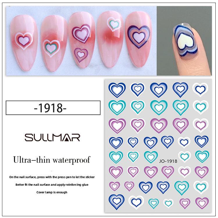 Gradient Macaron Heart Nail Stickers – Self-Adhesive, Stylish Hollow Heart Decals