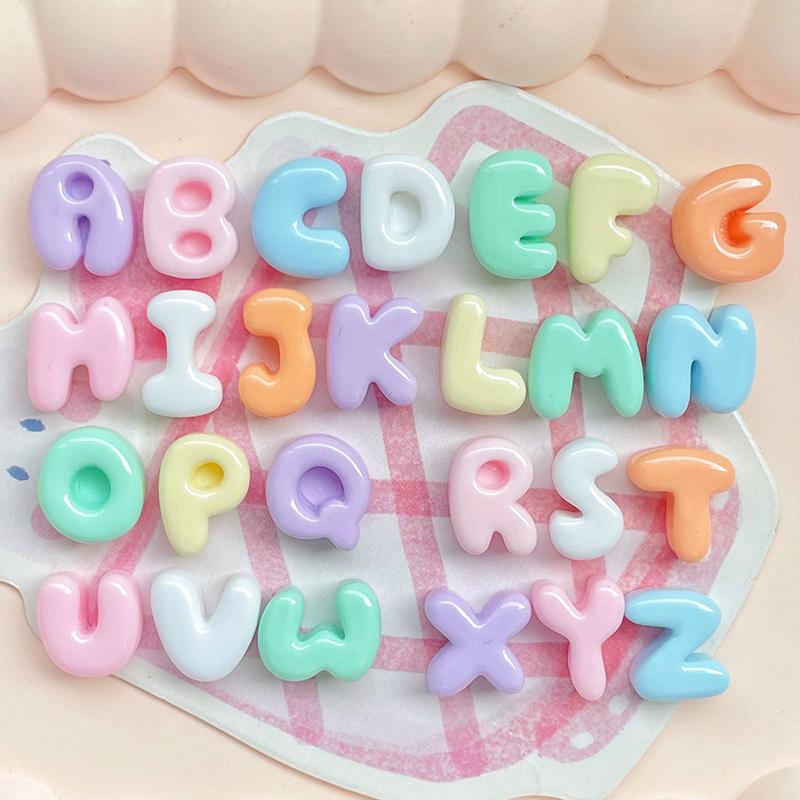 Resin Alphabet Letter Charms 26Pcs Cute Bubble Design Pastel Full A-Z Set for DIY Necklace Bracelet Friendship Gifts