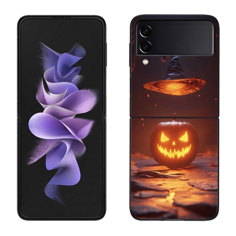 Halloween Wizard Hat Horror Fun Phone Case For Samsung Z Flip 7 6 5G Galaxy Z Flip 5 4 3 Black Hard Cell Cover Luxury PC Shell