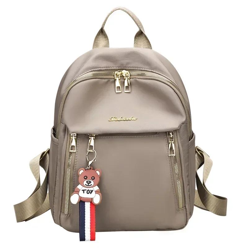 Dámský voděodolný nylonový batoh na zip multifunkční cestovní velkokapacitní jednobarevný nový