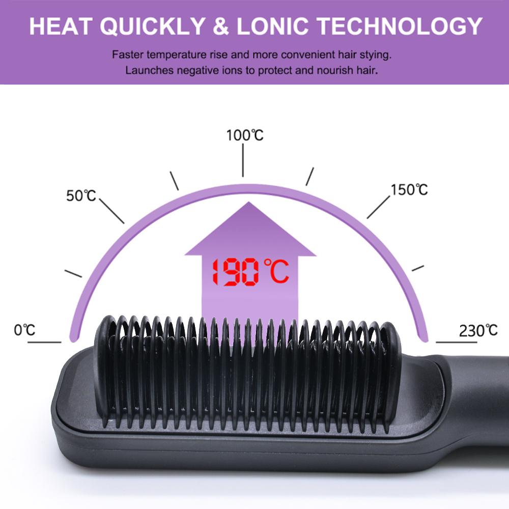Multifunctional Hair Straightener Comb Anti-Scald Hair Straightening Brush Ceramic Electric Hot Comb with LCD 31 Levels Adjusted