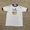 Vintage 80s Jesus Loves Me Christian Ringer Shirt Medium 19x27 Heather Blue