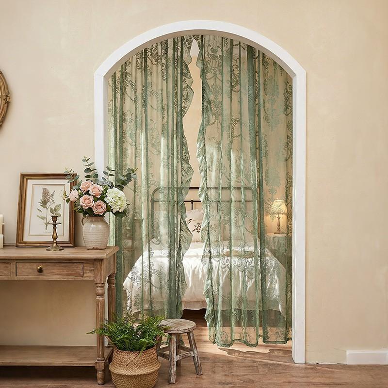 TK French Ruffle Sheer Curtain Bedroom Living Room Lace Fabric Window Door